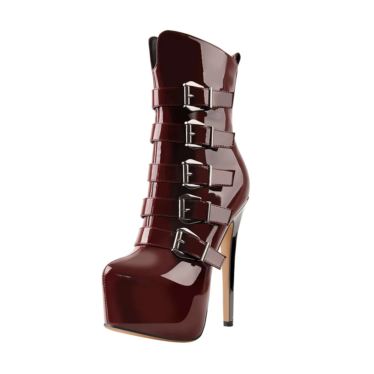 Burgundy High Heel Stiletto Boots sold by Onlymaker product image thumbnail 4