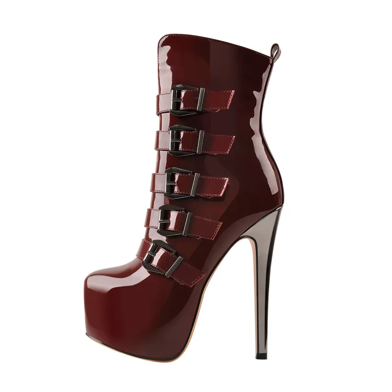 Burgundy High Heel Stiletto Boots sold by Onlymaker