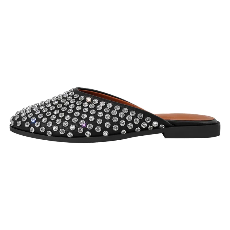 Round Toe Rhinestone Mule Flats sold by Onlymaker