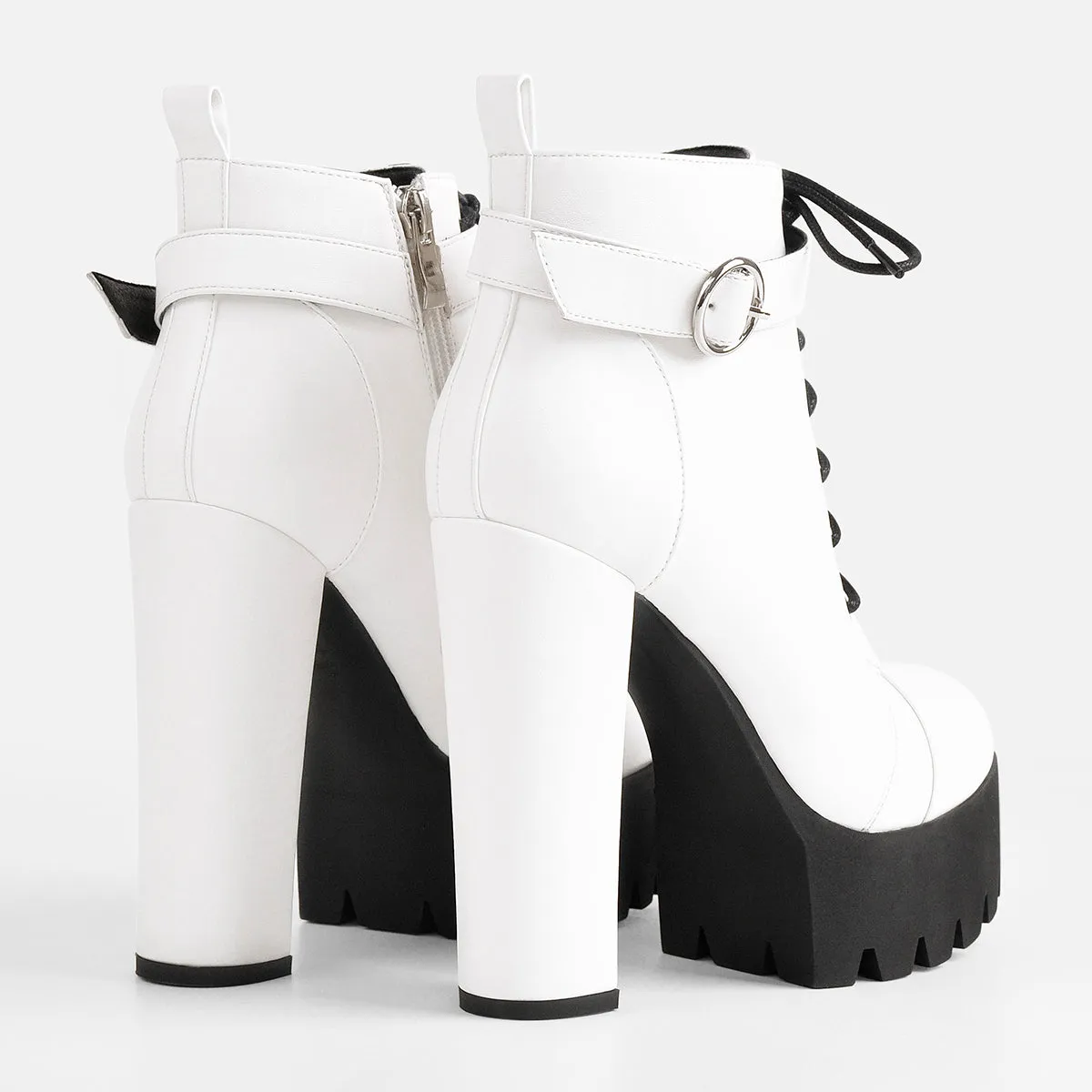 White Platform Chunky Heels Ankle Boots sold by Onlymaker product image thumbnail 4