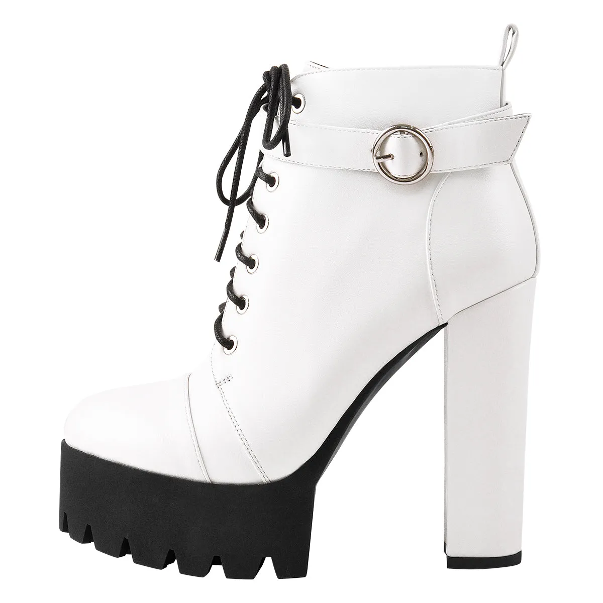 White Platform Chunky Heels Ankle Boots sold by Onlymaker