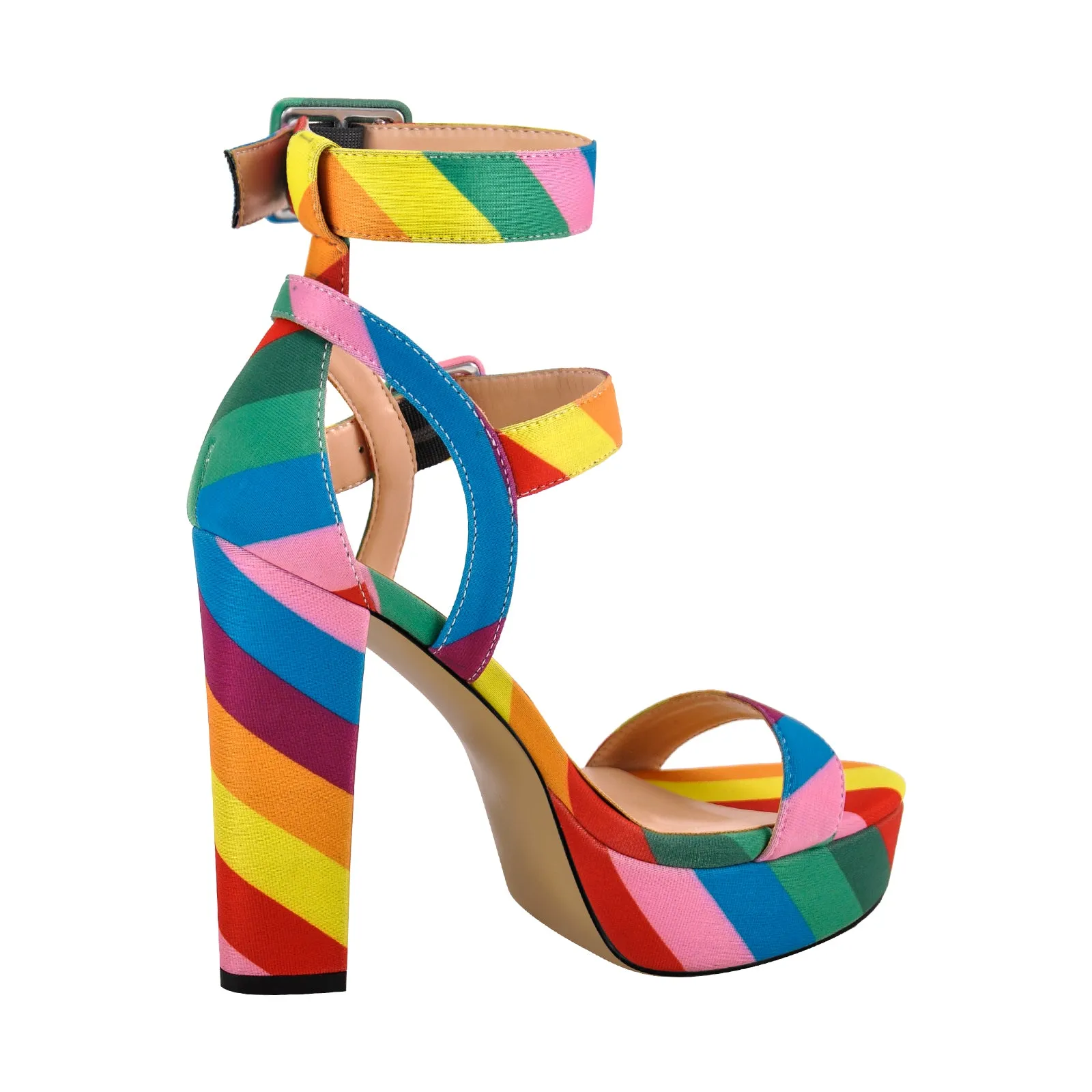 Rainbow Buckle Strap Chunky Heel Sandals sold by Onlymaker product image thumbnail 3