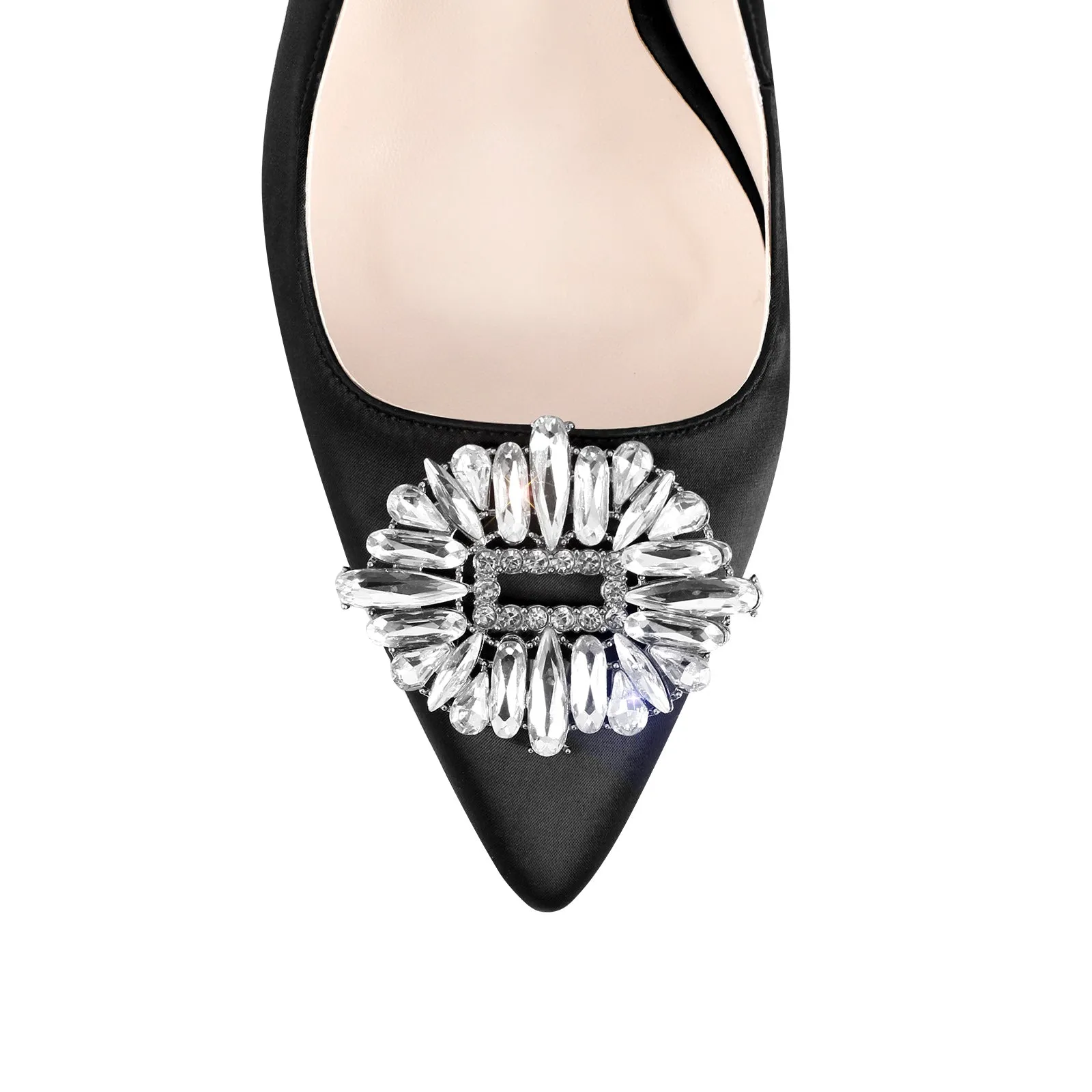 Pointed Toe Rhinestone Clear Chunky Heel Slingback Pumps sold by Onlymaker product image thumbnail 3