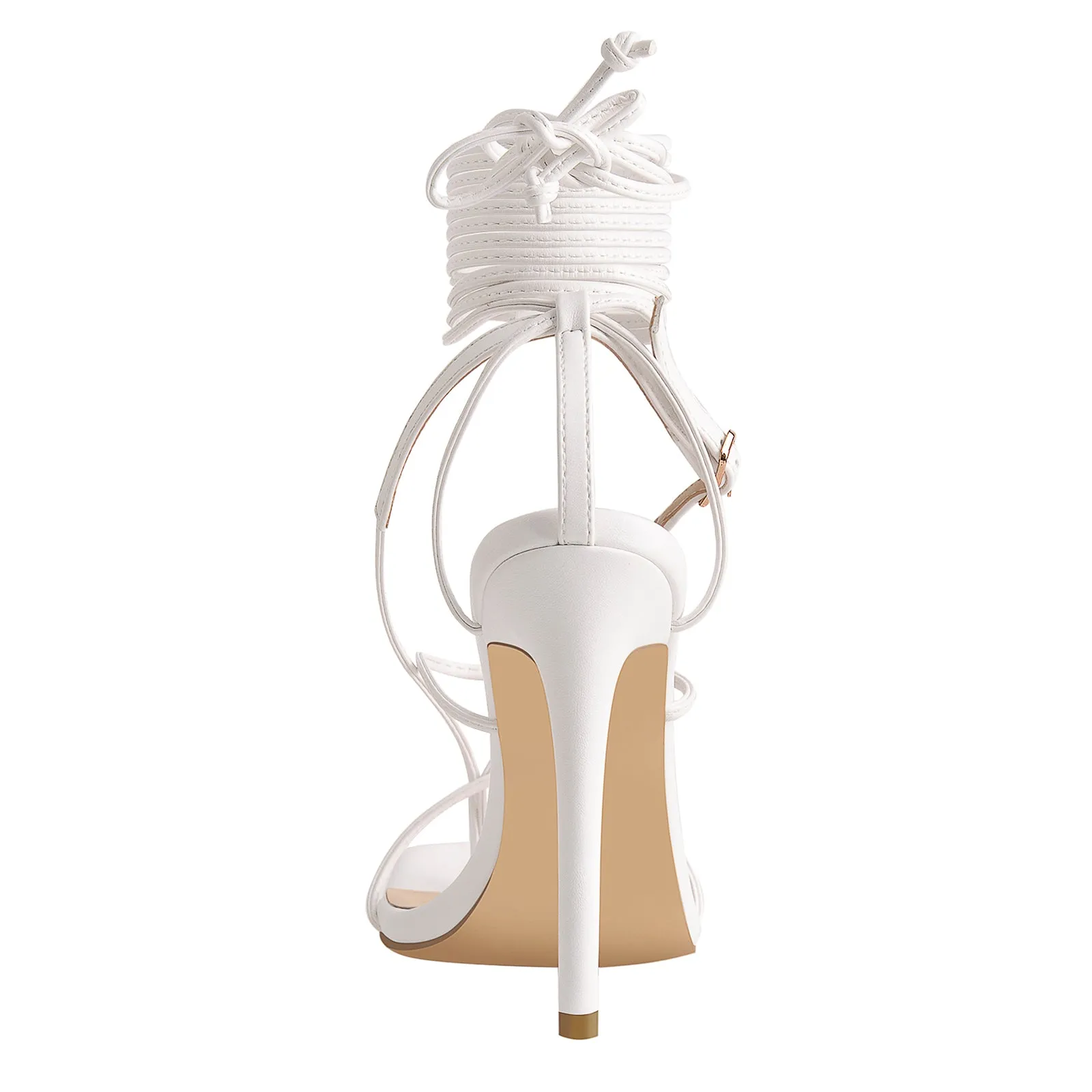 White Square Toe Ankle Strap Stiletto High Heel Sandals sold by Onlymaker product image thumbnail 3