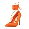 Orange Satin Strap High Heels Stiletto Pumps sold by Onlymaker