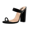 Black Chunky High Heel Mules Toe Ring Sandals sold by Onlymaker