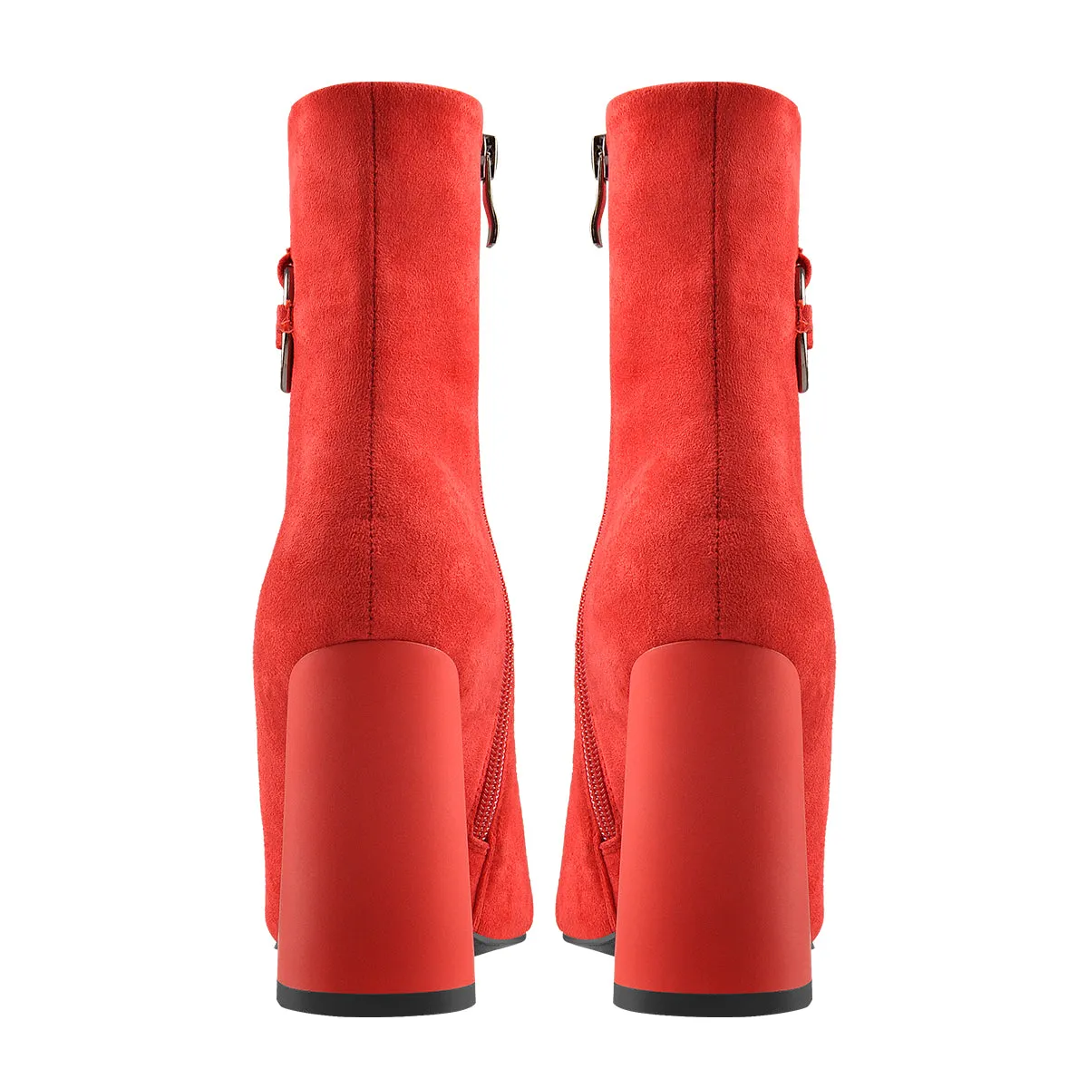 Red Suede Zip Chunky Frosted High Heels Boots sold by Onlymaker product image thumbnail 4