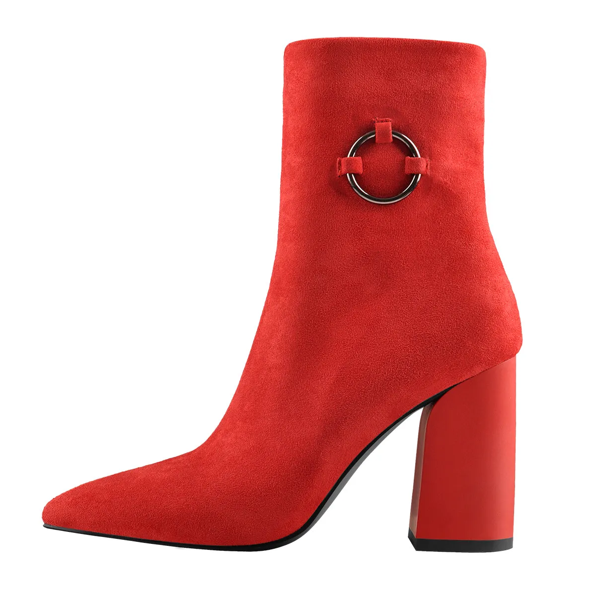 Red Suede Zip Chunky Frosted High Heels Boots sold by Onlymaker