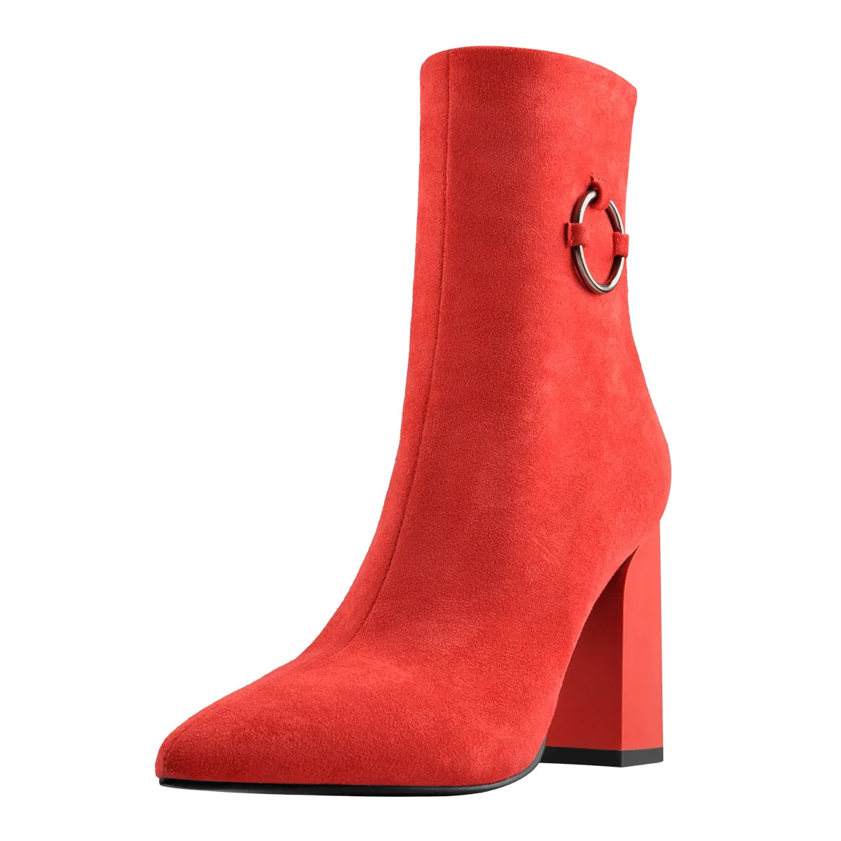 Red Suede Zip Chunky Frosted High Heels Boots sold by Onlymaker product image thumbnail 2