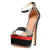 Black Red Double Platform High Heel Sandals sold by Onlymaker