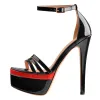 Black Red Double Platform High Heel Sandals sold by Onlymaker
