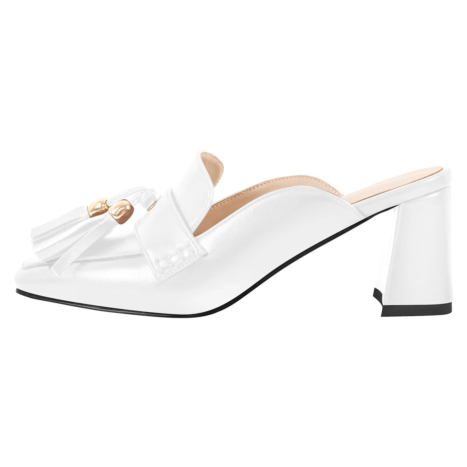 Square Toe Fringe Chunky Heel Mules sold by Onlymaker product image thumbnail 5