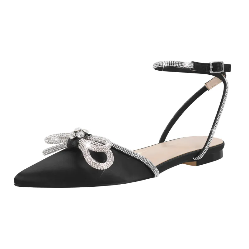 Pointed Toe Rhinestone Bowknot Sandals Flats sold by Onlymaker