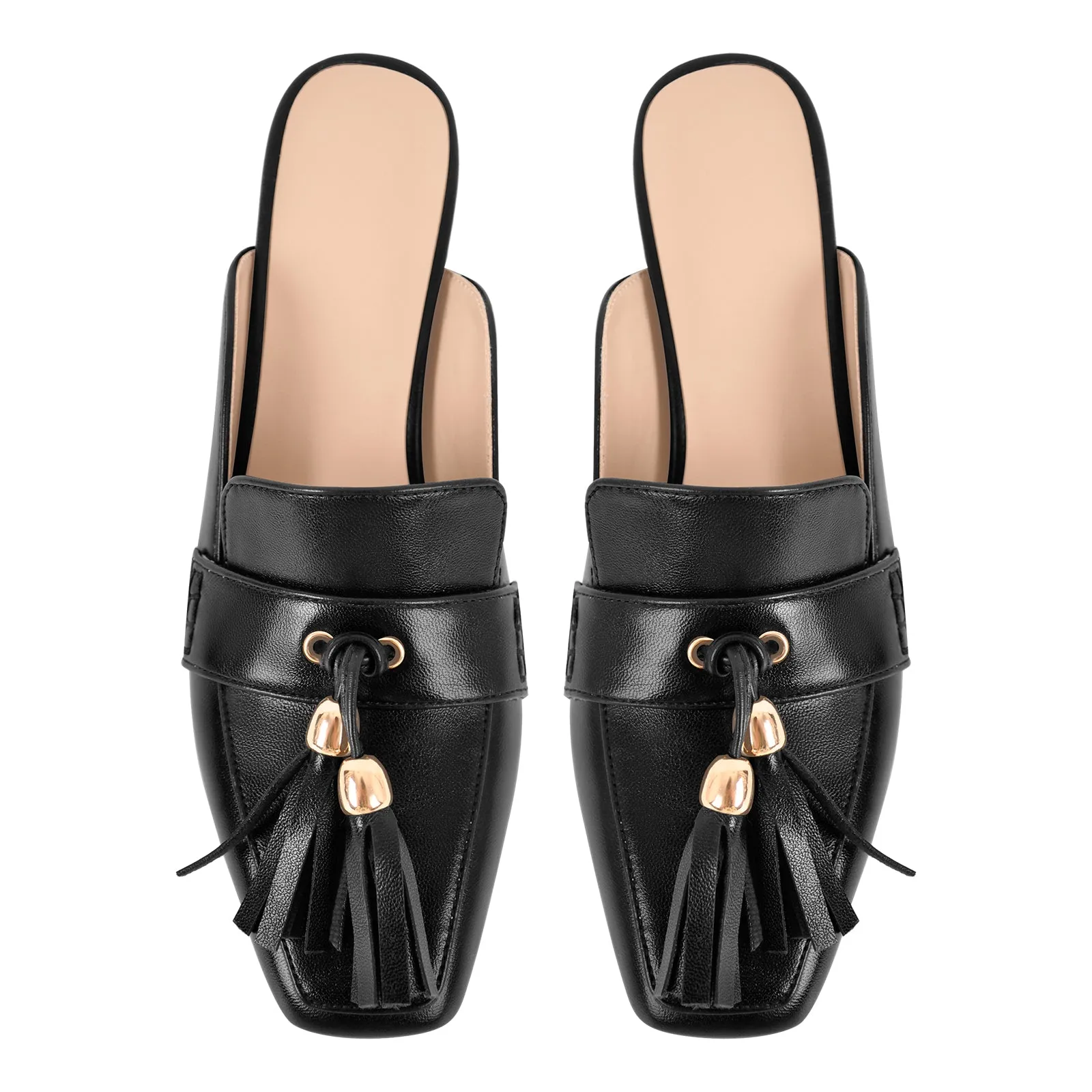 Square Toe Fringe Chunky Heel Mules sold by Onlymaker product image thumbnail 3