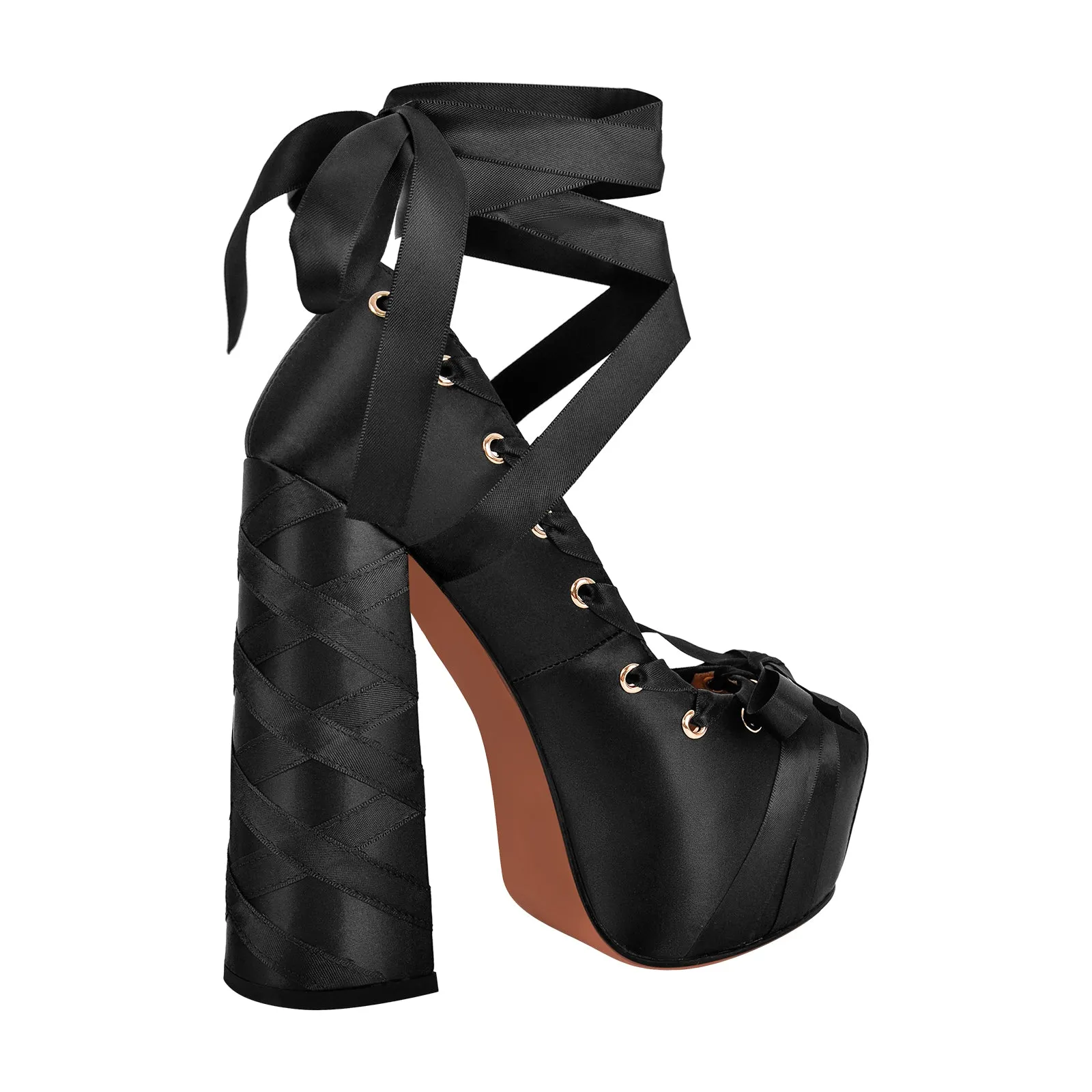 Bow Lolita Platform Lace-up Chunky Heel Pumps sold by Onlymaker product image thumbnail 4