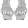 Rhinestone Square Toe Clear Heel Lace-up Sandals sold by Onlymaker