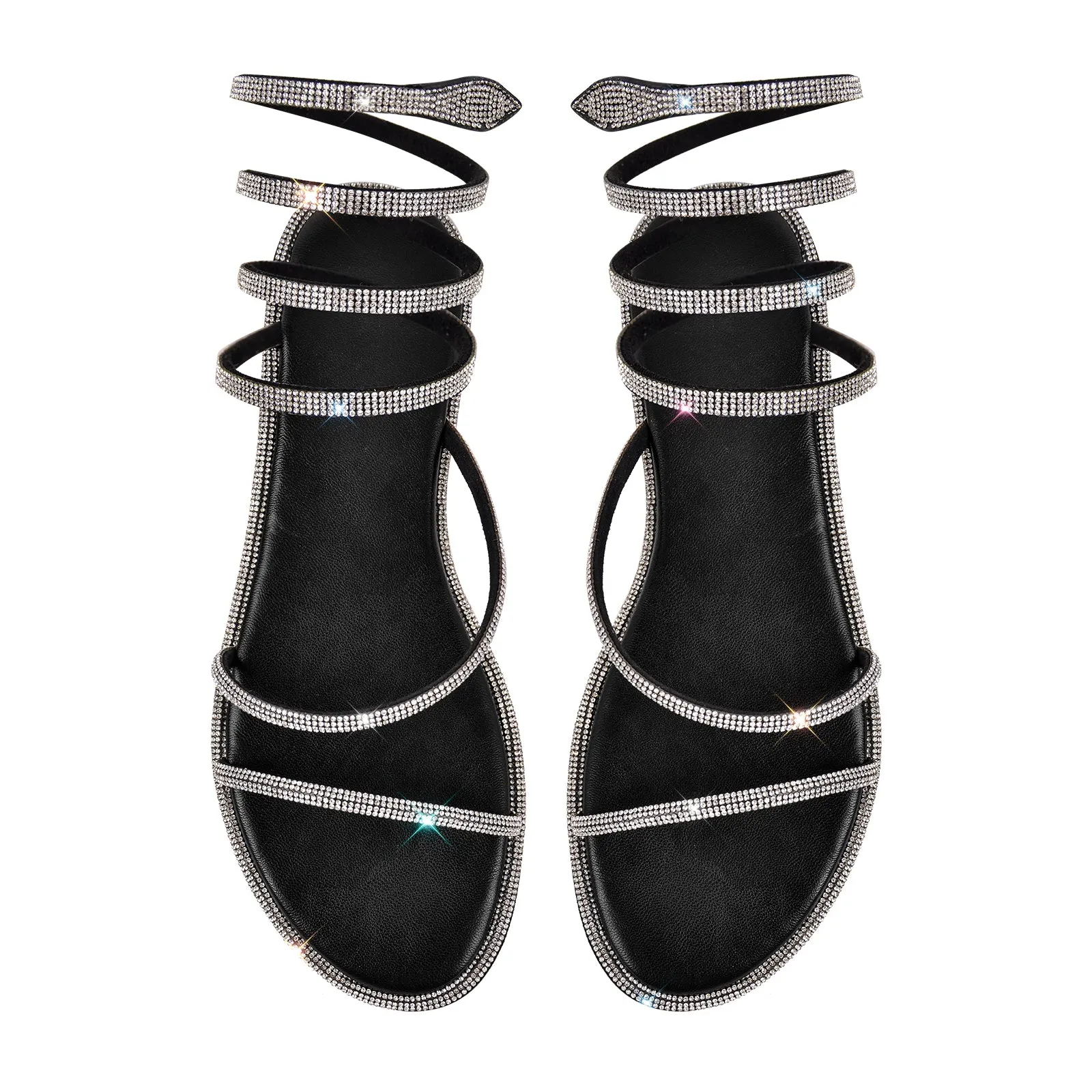 Rhinestone Round Toe Strap Flats sold by Onlymaker product image thumbnail 3