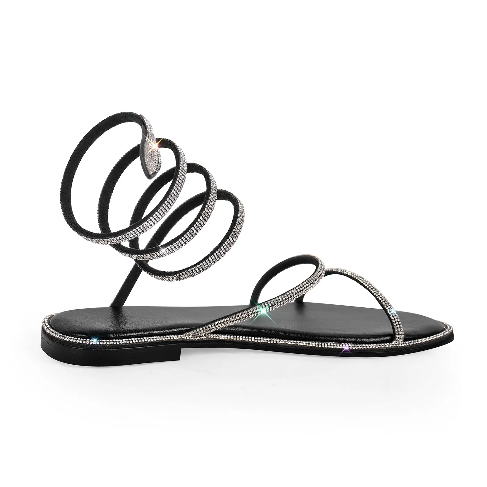 Rhinestone Round Toe Strap Flats sold by Onlymaker product image thumbnail 4