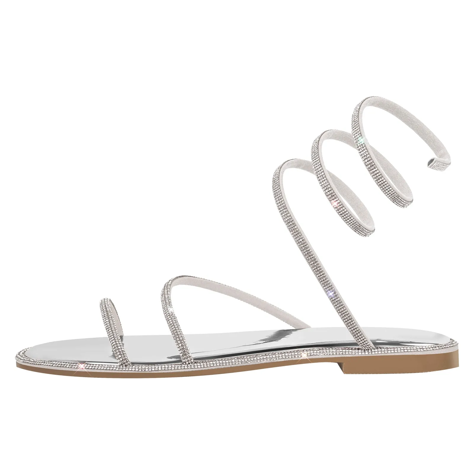 Rhinestone Round Toe Strap Flats sold by Onlymaker product image thumbnail 5