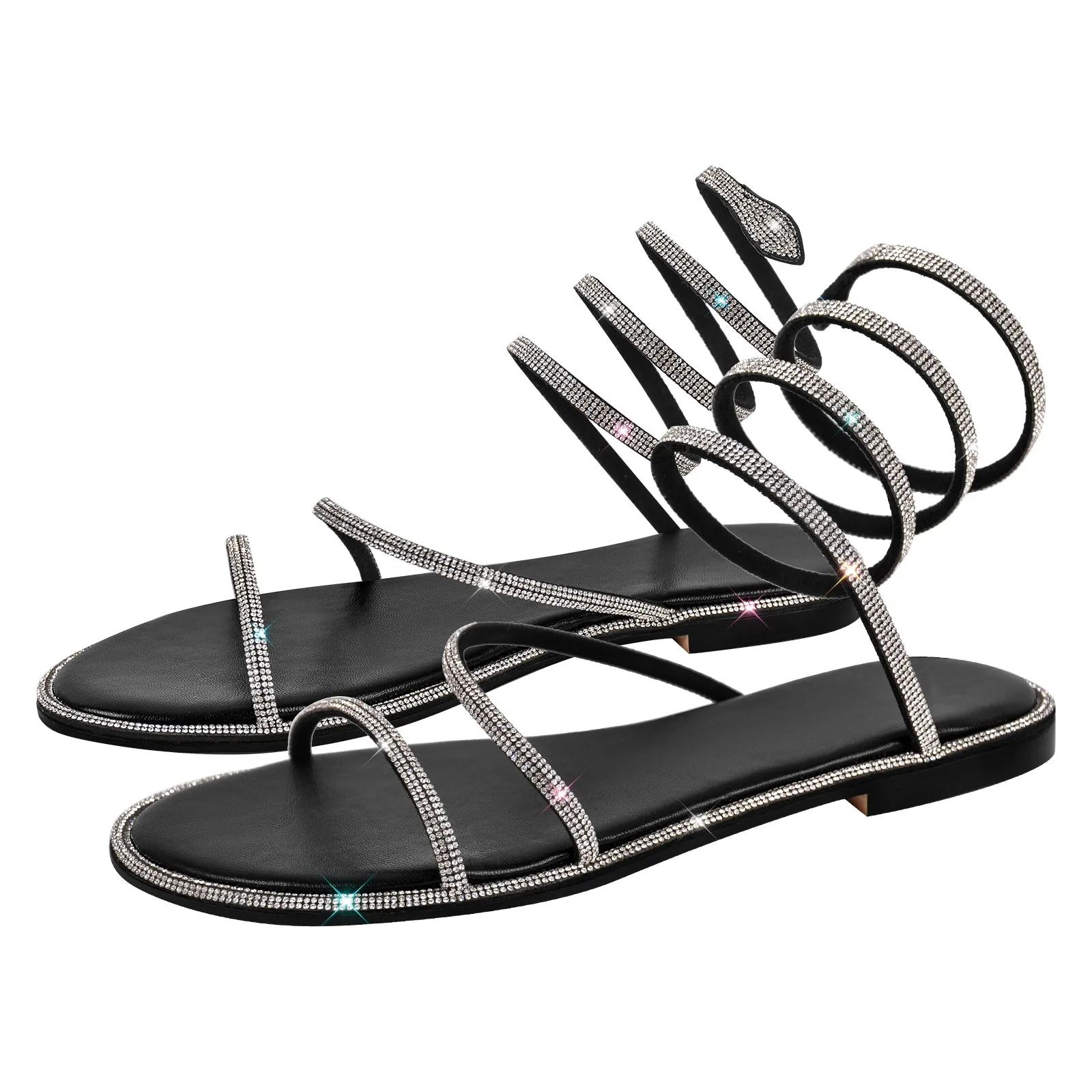 Rhinestone Round Toe Strap Flats sold by Onlymaker product image thumbnail 2