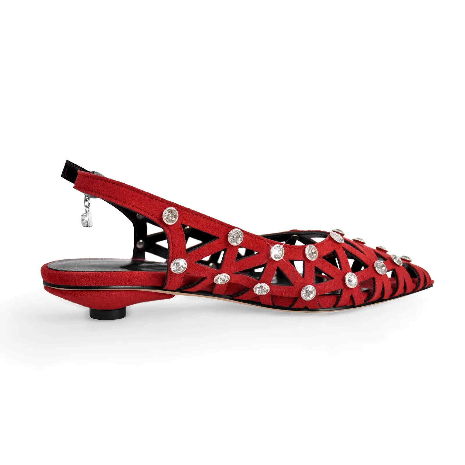 Rhinestone Hollow Pointed Toe Slingback Pumps sold by Onlymaker product image thumbnail 4