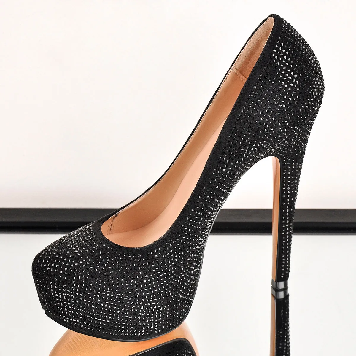 Black Platform Glitter Round Toe Stilettos Pumps sold by Onlymaker product image thumbnail 3