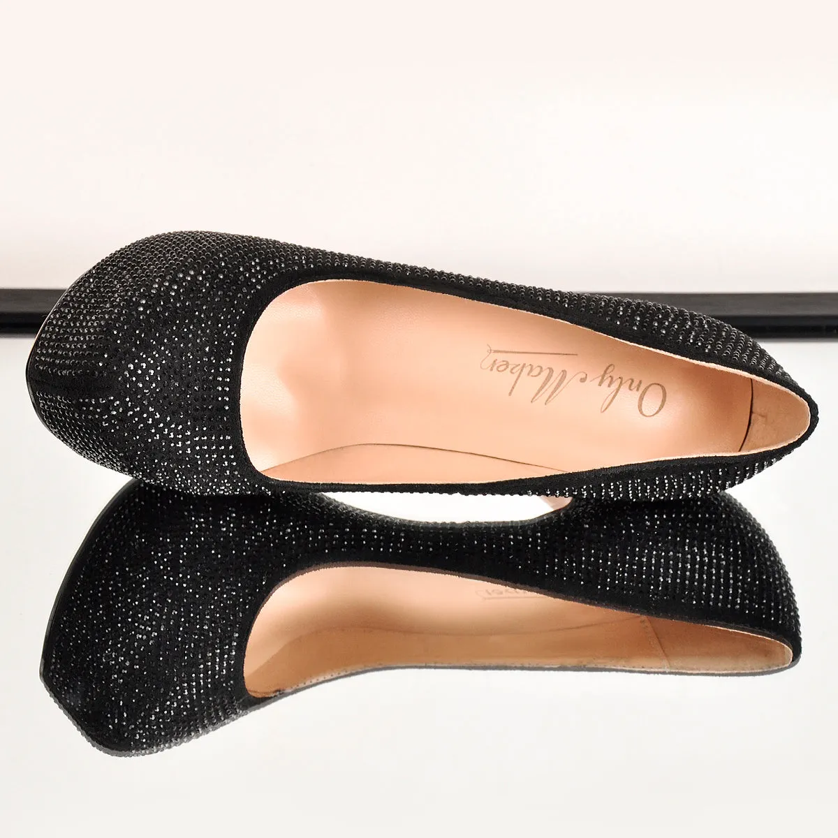 Black Platform Glitter Round Toe Stilettos Pumps sold by Onlymaker product image thumbnail 4