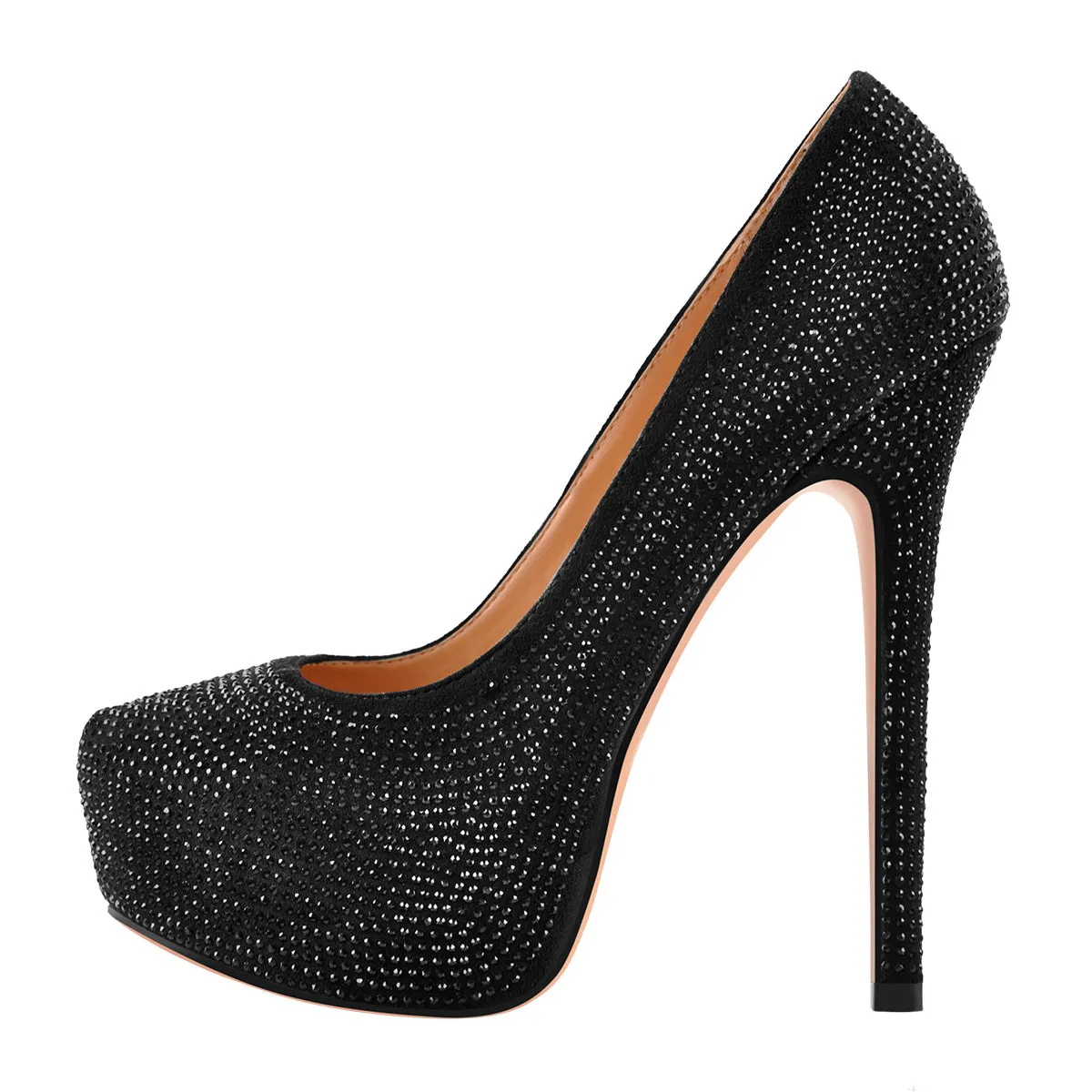 Black Platform Glitter Round Toe Stilettos Pumps sold by Onlymaker