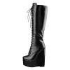 Round Toe Wedge Heel Lace Up Zip Knee High Boots sold by Onlymaker