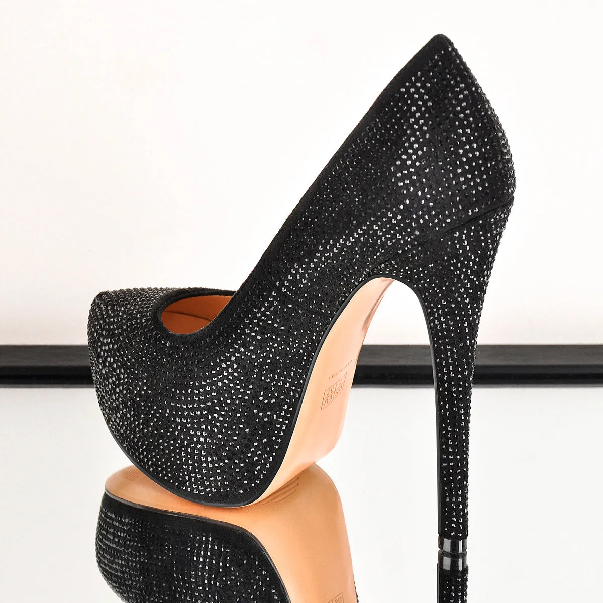 Black Platform Glitter Round Toe Stilettos Pumps sold by Onlymaker product image thumbnail 5