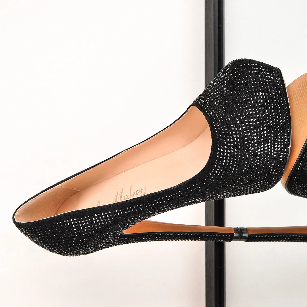 Black Platform Glitter Round Toe Stilettos Pumps sold by Onlymaker product image thumbnail 2