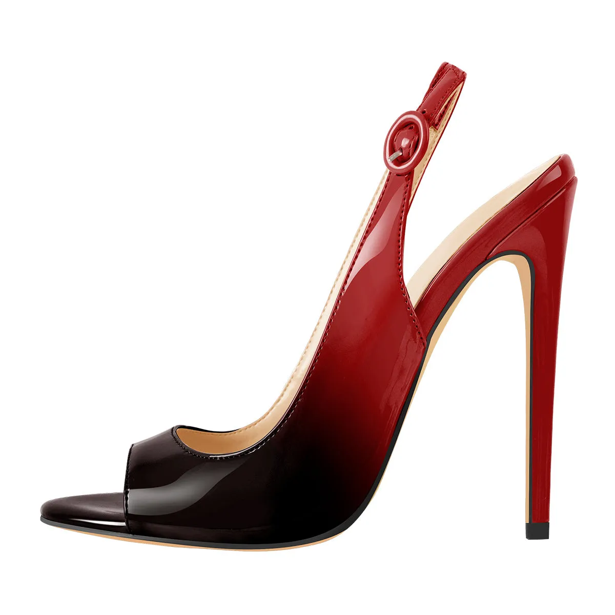 Black Red Gradient Open Toe High Heels Slingback Sandals sold by Onlymaker