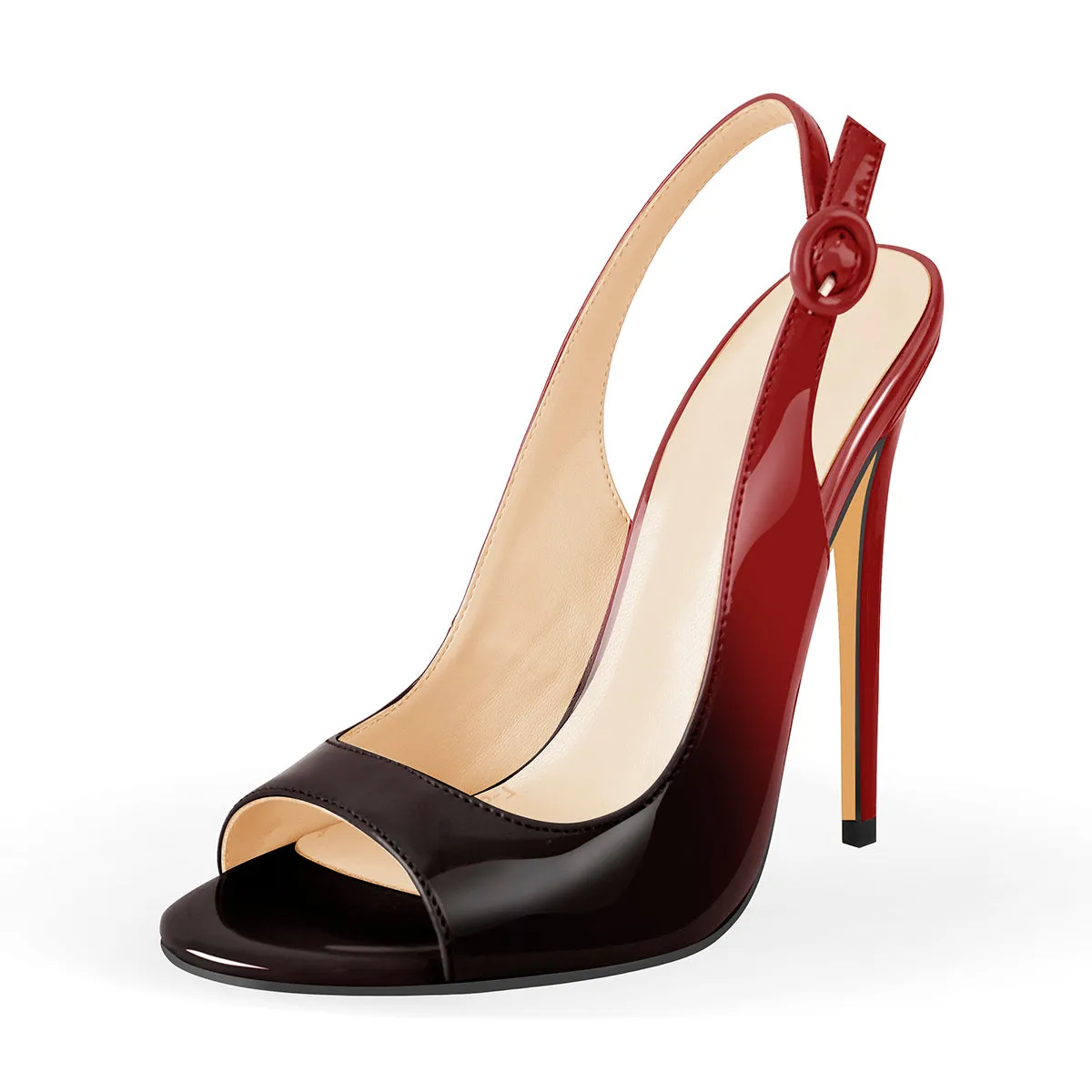 Black Red Gradient Open Toe High Heels Slingback Sandals sold by Onlymaker product image thumbnail 2