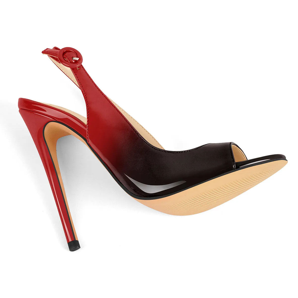 Black Red Gradient Open Toe High Heels Slingback Sandals sold by Onlymaker product image thumbnail 4