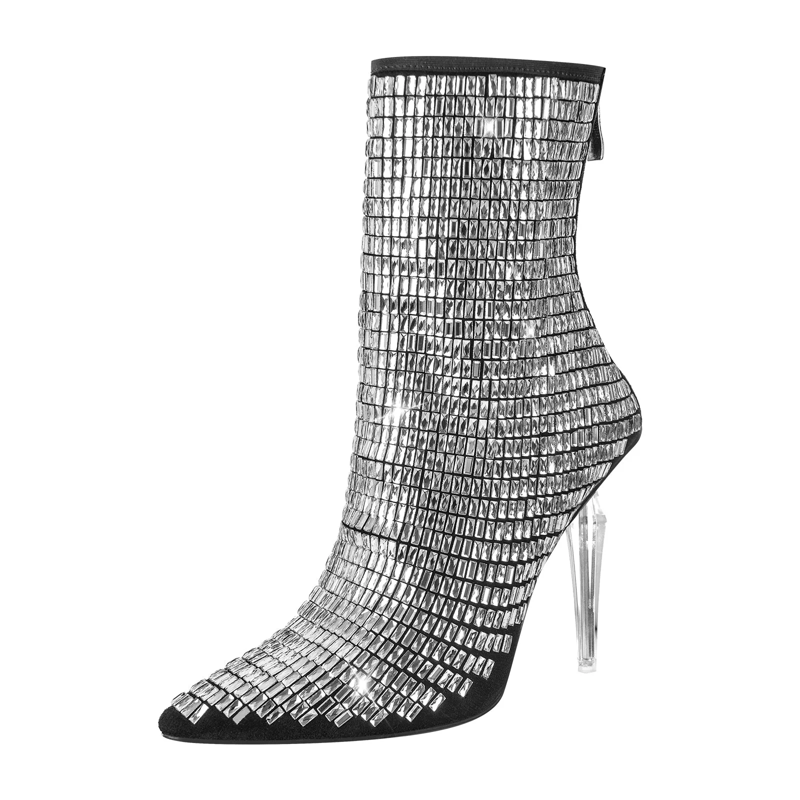 Rhinestone Pointed Toe Stiletto Clear Heel Ankle Boots sold by Onlymaker product image thumbnail 2