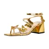 Ankle Strap Butterfly Decor Mid Chunky Heels Sandals sold by Onlymaker