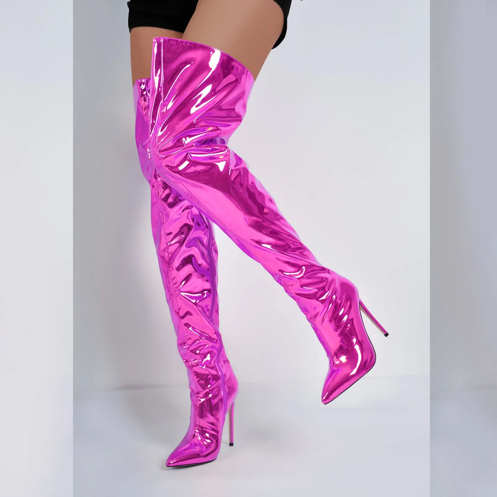 Metallic Pointed Toe Stiletto Over The Knee Boots sold by Onlymaker product image thumbnail 3