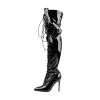 Patent Leather Lace up Over the Knee Motorcycle Boots sold by Onlymaker