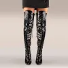 Patent Leather Lace up Over the Knee Motorcycle Boots sold by Onlymaker