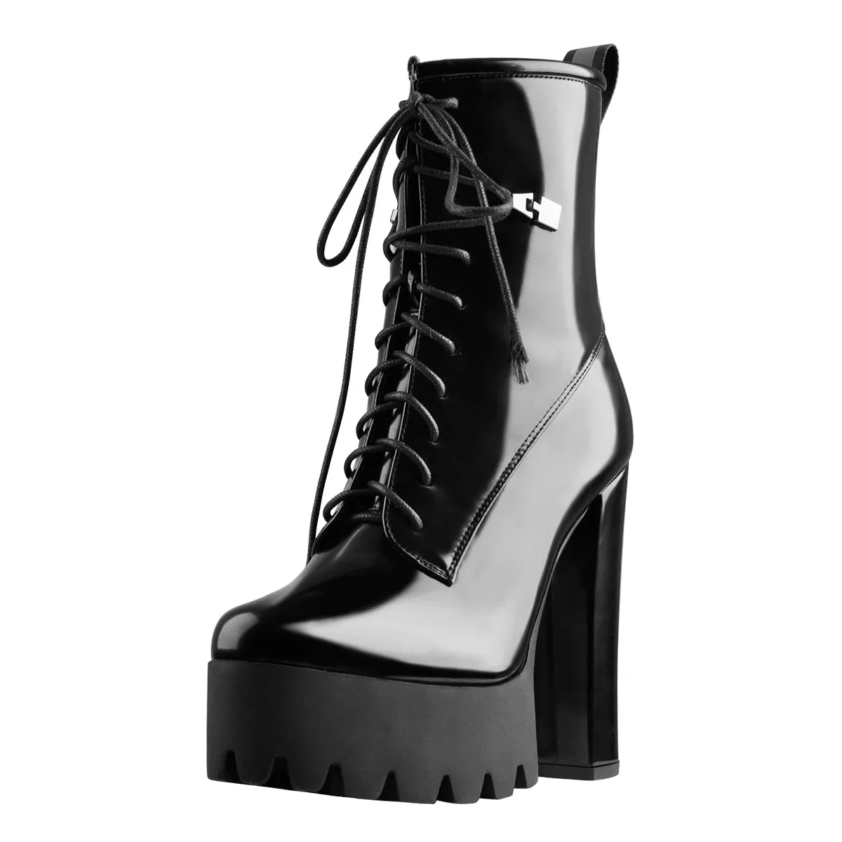 Lace Up Platform Round Toe Chunky Heels Ankle Boots sold by Onlymaker product image thumbnail 2