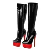 Black Round Toe Stiletto Platform Zipper Boots sold by Onlymaker