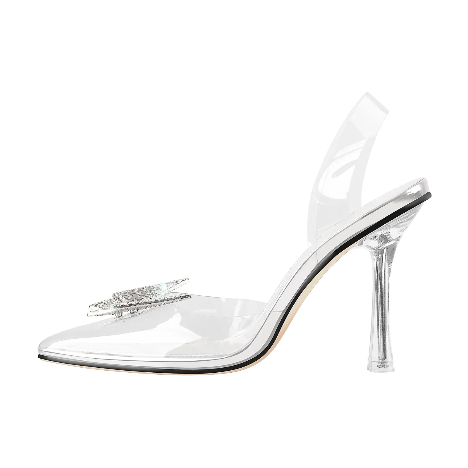 Pointed Toe Butterfly Clear High Heel Slingback Pumps sold by Onlymaker product image thumbnail 5