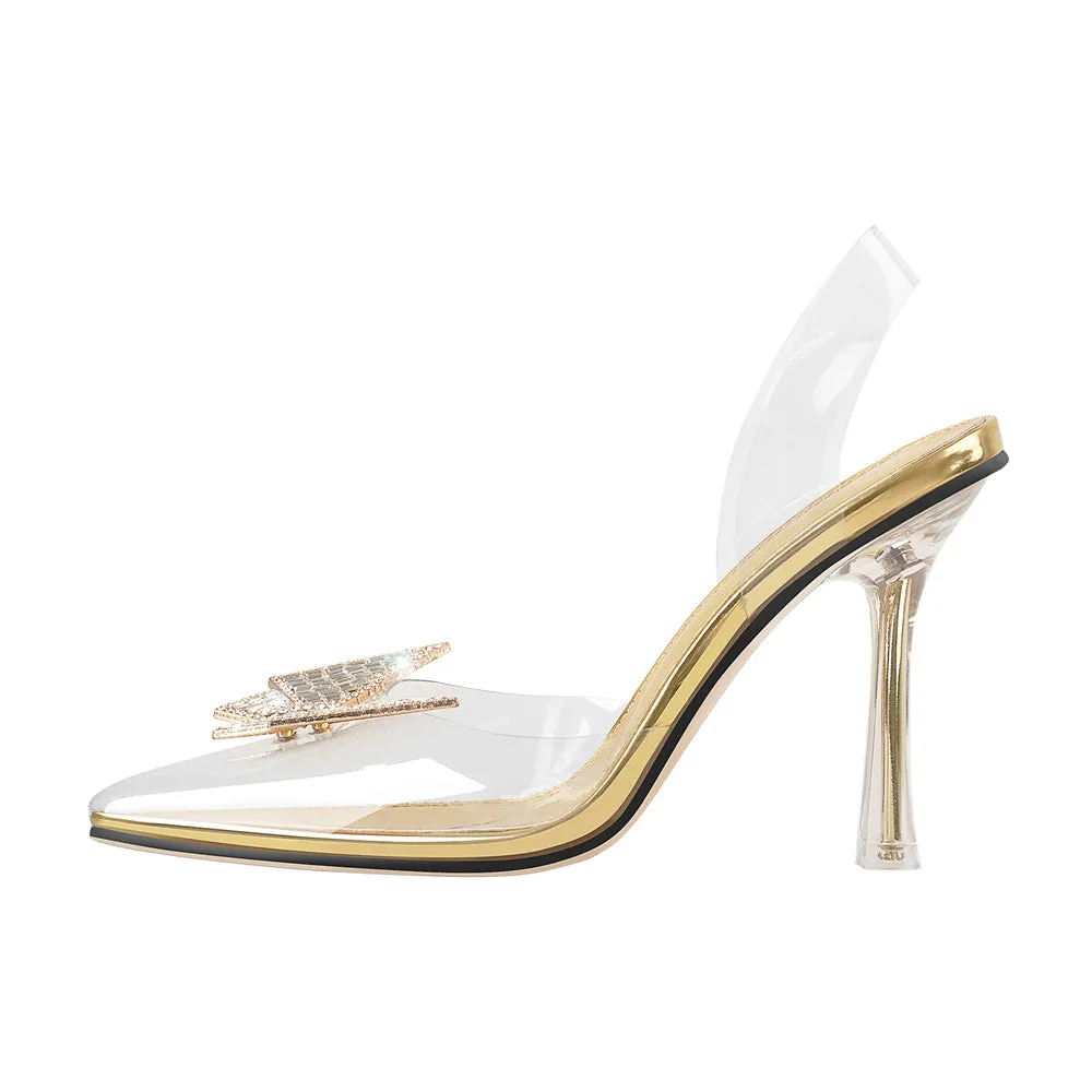 Pointed Toe Butterfly Clear High Heel Slingback Pumps sold by Onlymaker product image thumbnail 2