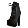 Black Suede Platform Round Toe Chunky Heel Ankle Boots sold by Onlymaker