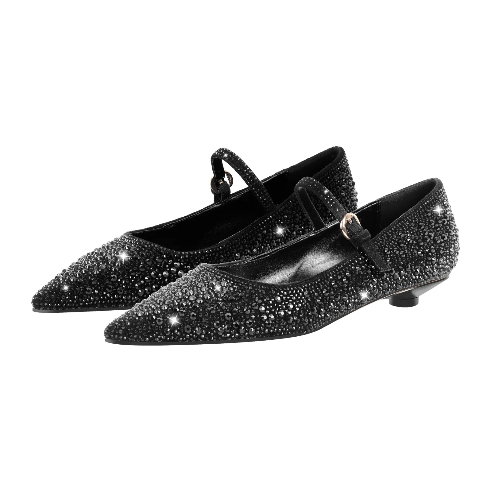 Rhinestone Pointed Toe Round Heel Flats sold by Onlymaker product image thumbnail 2