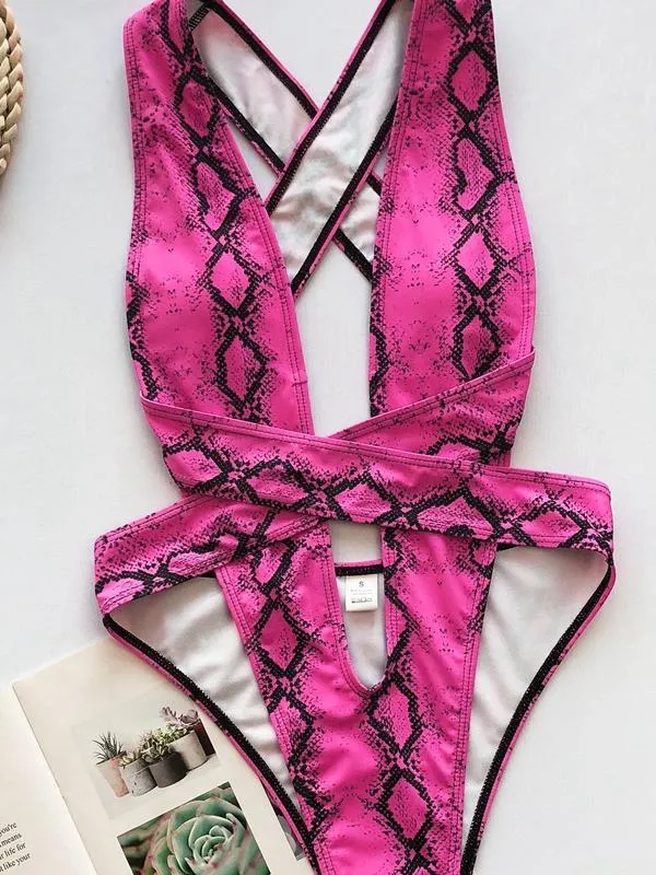 Print Bandage Pink Green Bikini sold by Onlymaker