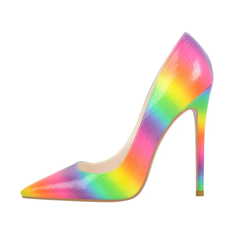 Multicolor Snake Pattern Pointed Toe Stilettos Pumps sold by Onlymaker