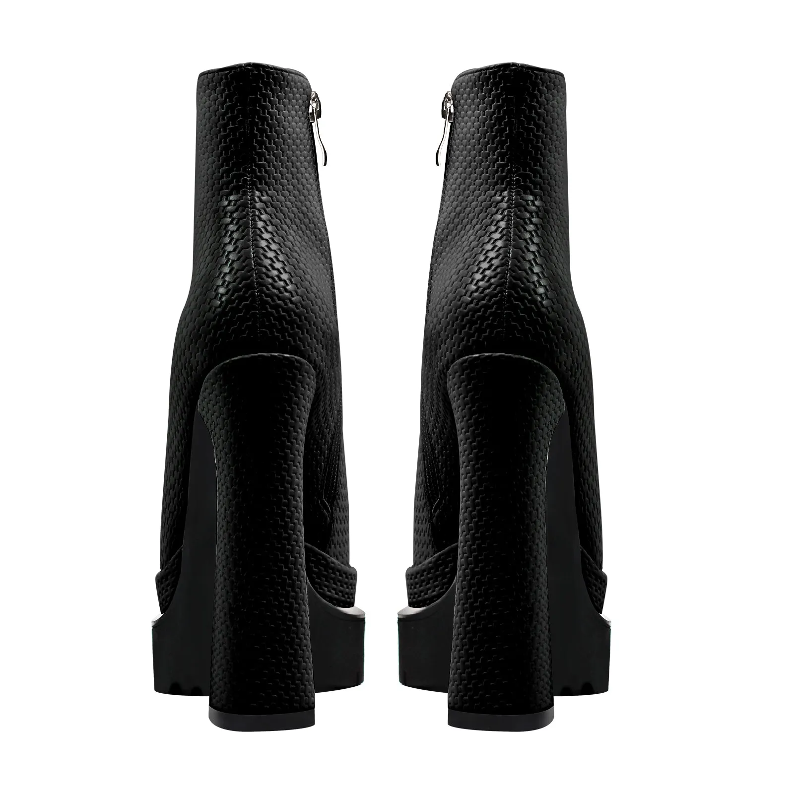 Double Platform Pointed Toe Zipper Ankle Boots sold by Onlymaker product image thumbnail 4