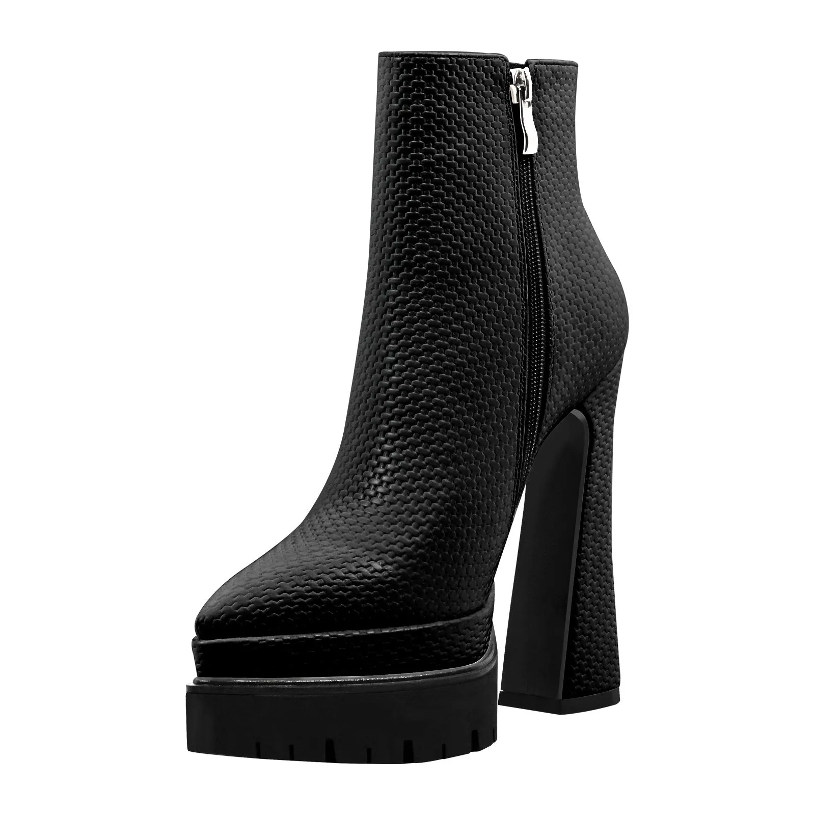 Double Platform Pointed Toe Zipper Ankle Boots sold by Onlymaker product image thumbnail 3