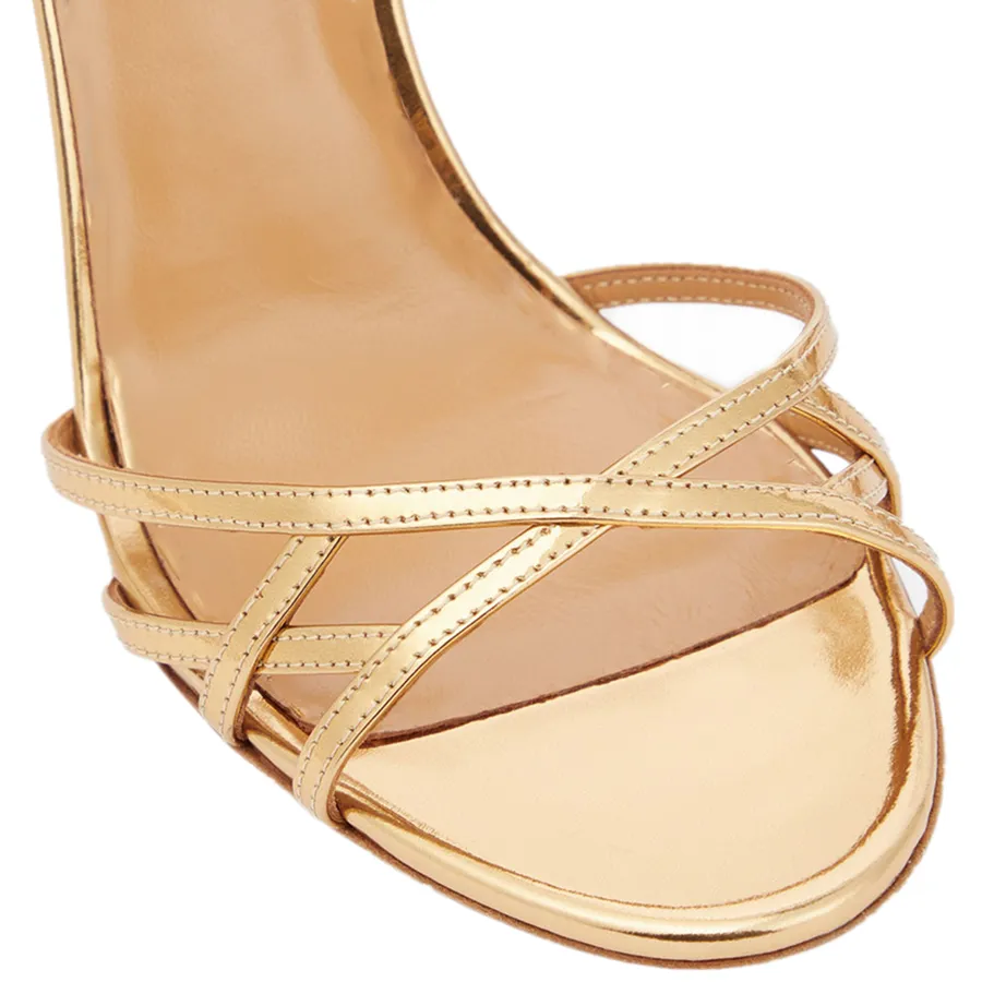 Gold Round Toe Ankle Strap Stiletto Sandals sold by Onlymaker product image thumbnail 3